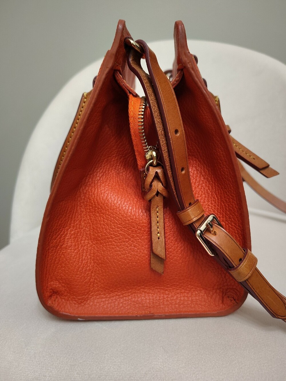 Dooney&Bourke Orange Pebble Grain Leather Blair Bag Satchel EUC - Picture 12 of 16